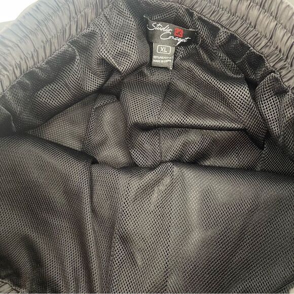 Studio Concept 23 Unisex Black Reflective Tape Y2K Drawstring Track Pants XL - Picture 15 of 16